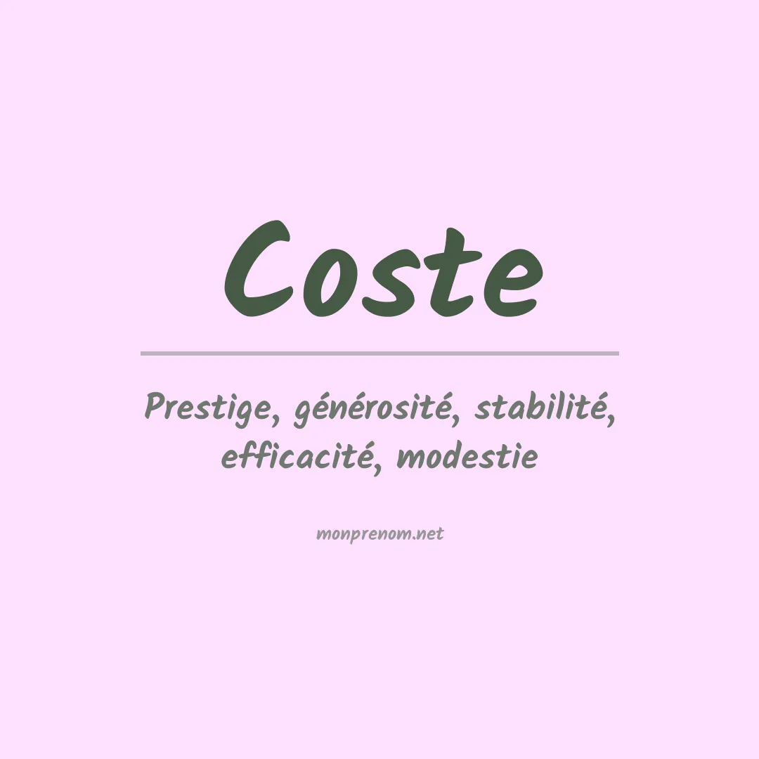 Signification du Prénom Coste