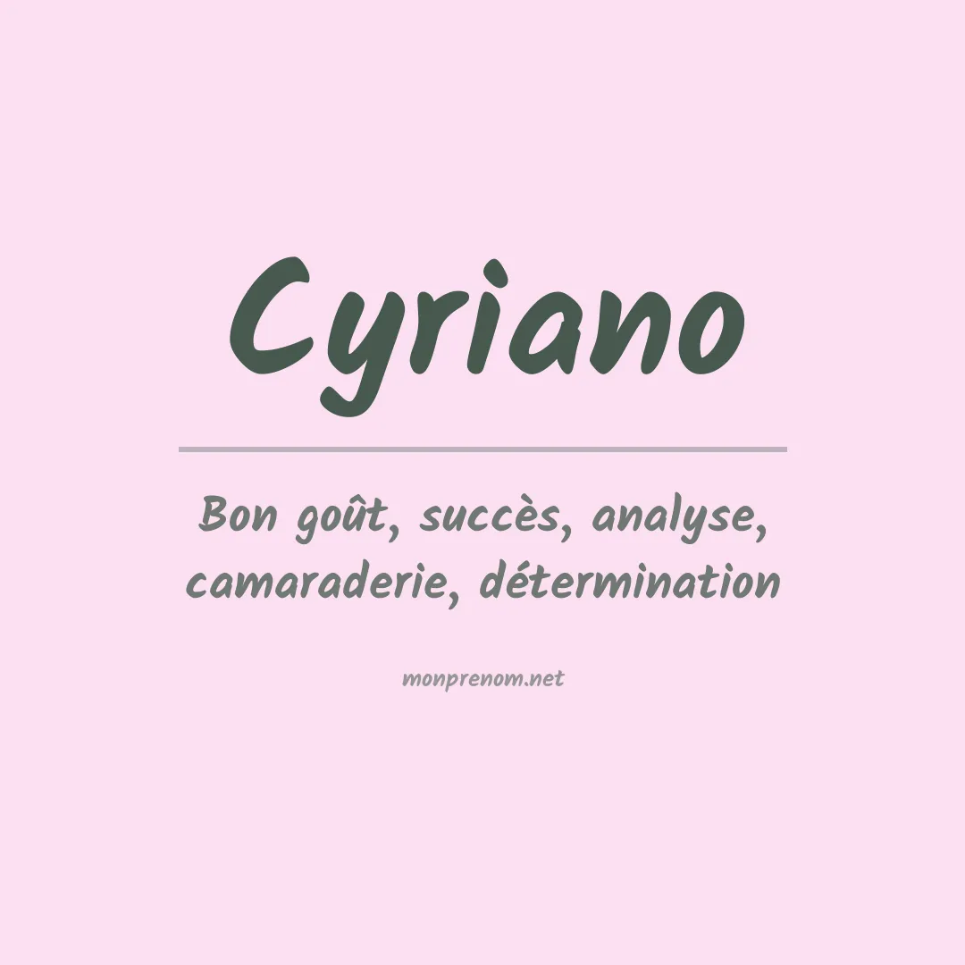 Signification du Prénom Cyriano Signification du Prénom Cyriano