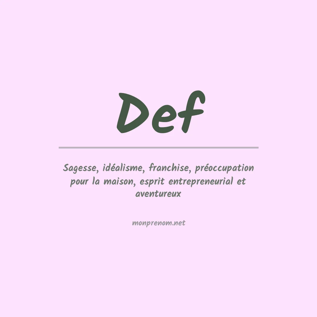 Signification du Prénom Def Signification du Prénom Def