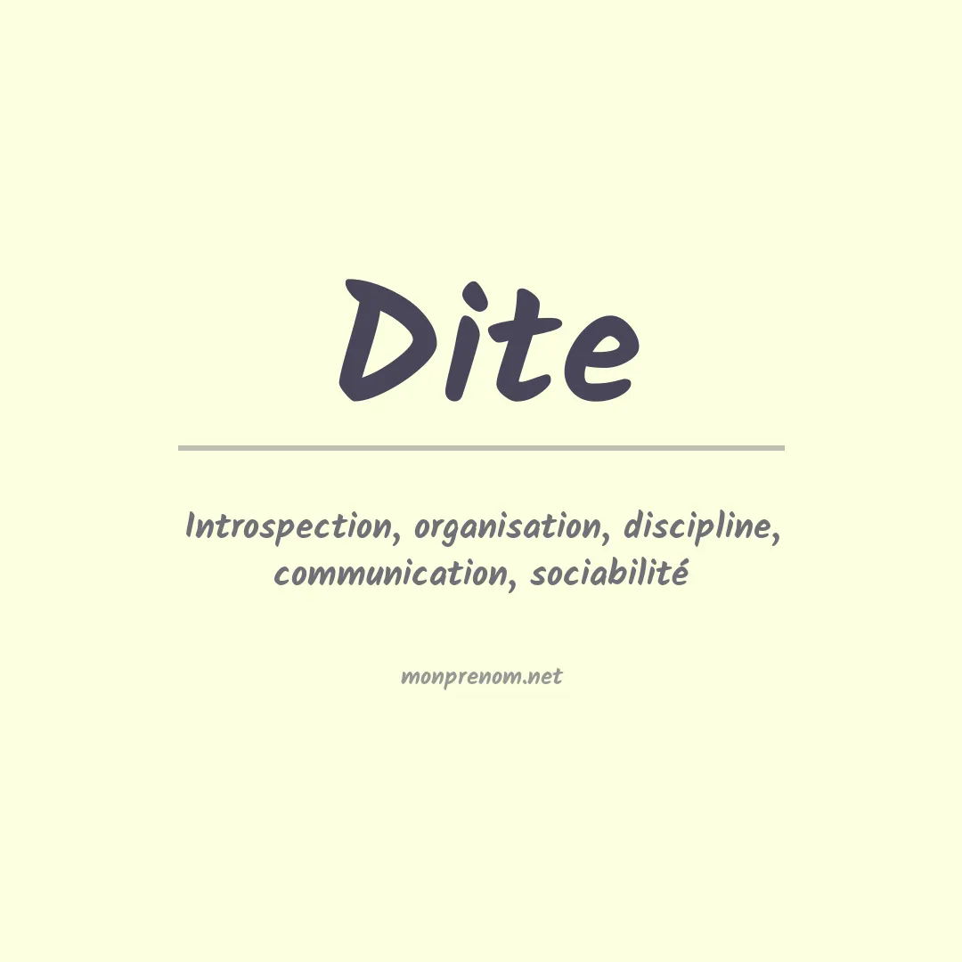 Signification du Prénom Dite Signification du Prénom Dite