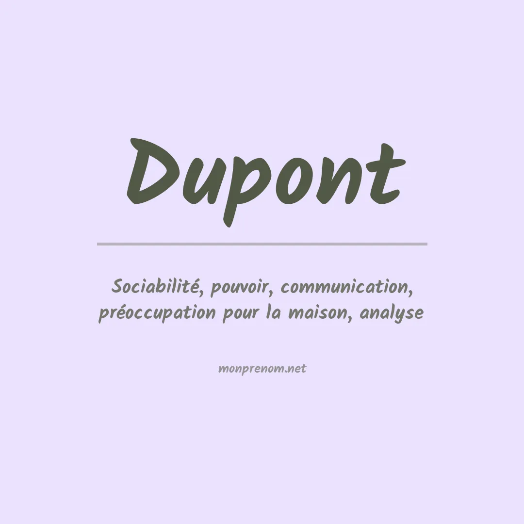 Signification du Prénom Dupont