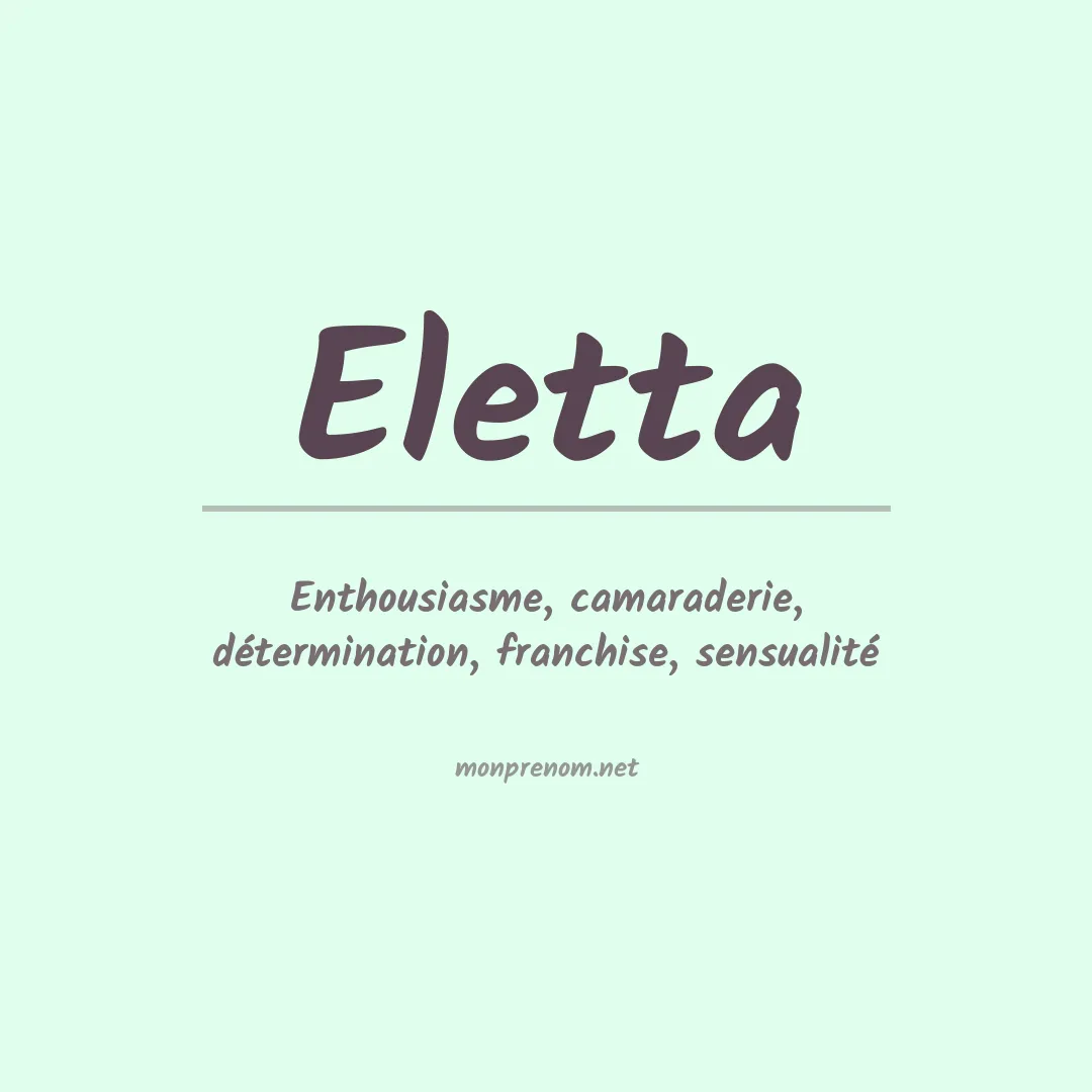 Signification du Prénom Eletta Signification du Prénom Eletta