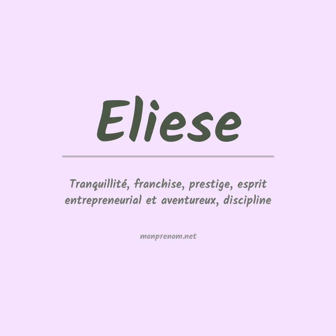 Signification du Prénom Eliese