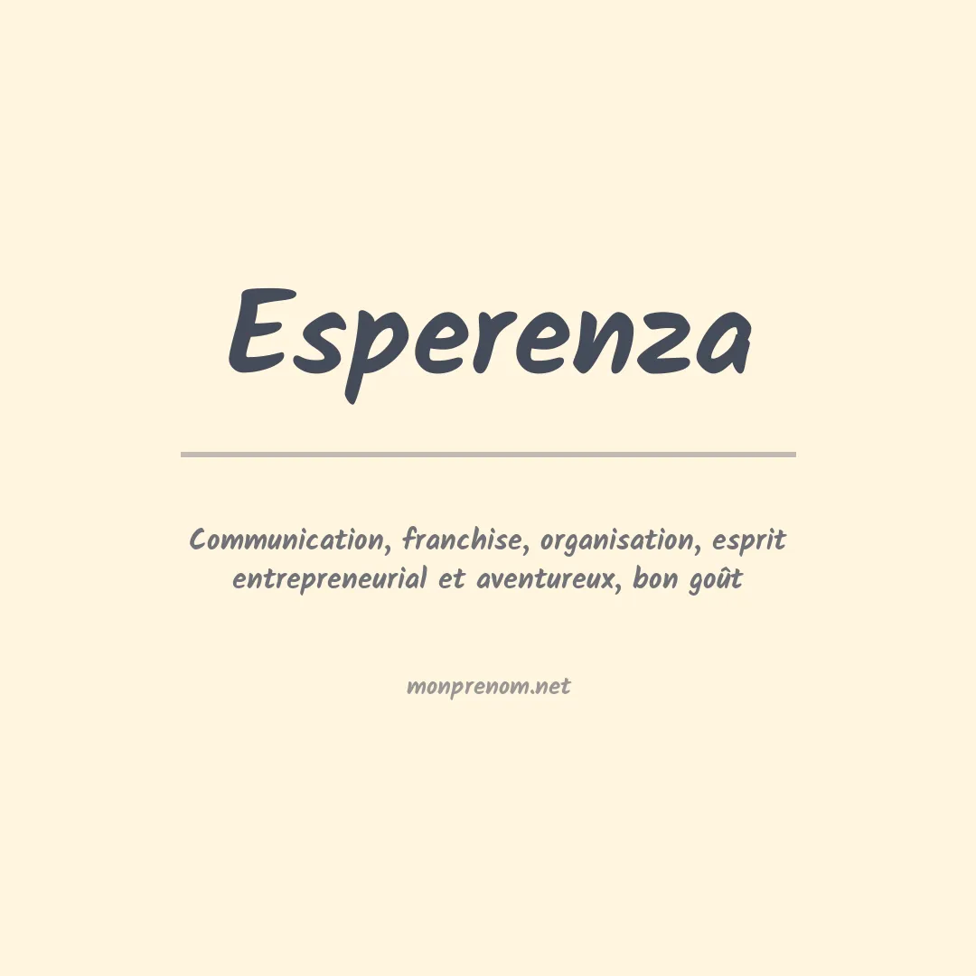 Signification du Prénom Esperenza Signification du Prénom Esperenza
