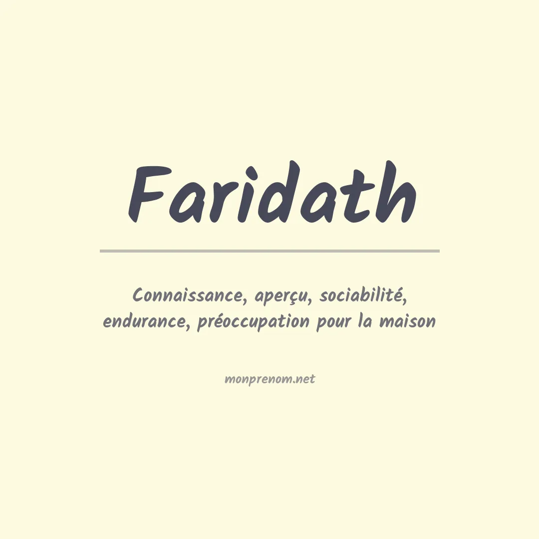 Signification du Prénom Faridath Signification du Prénom Faridath