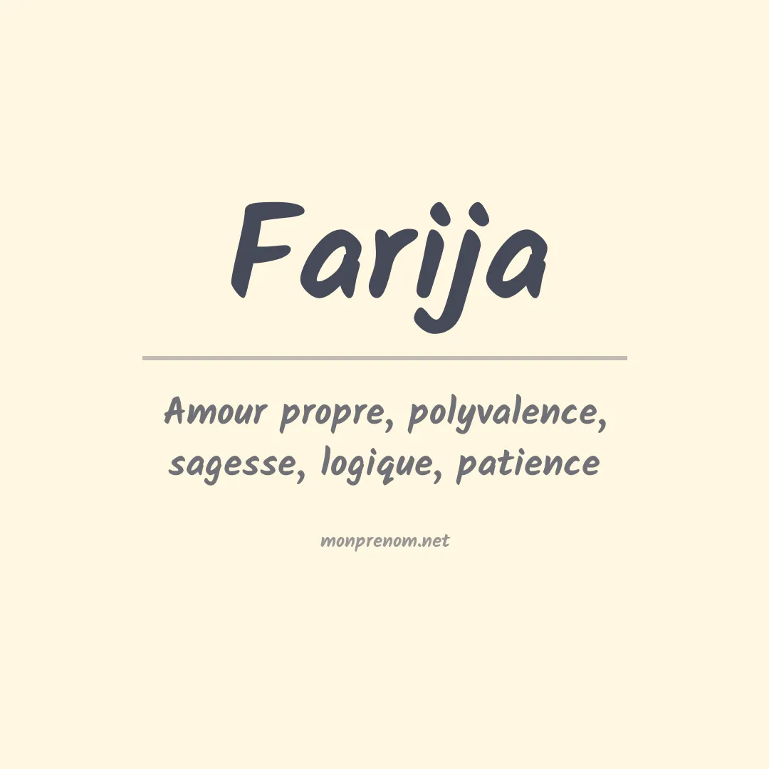 Signification du Prénom Farija Signification du Prénom Farija