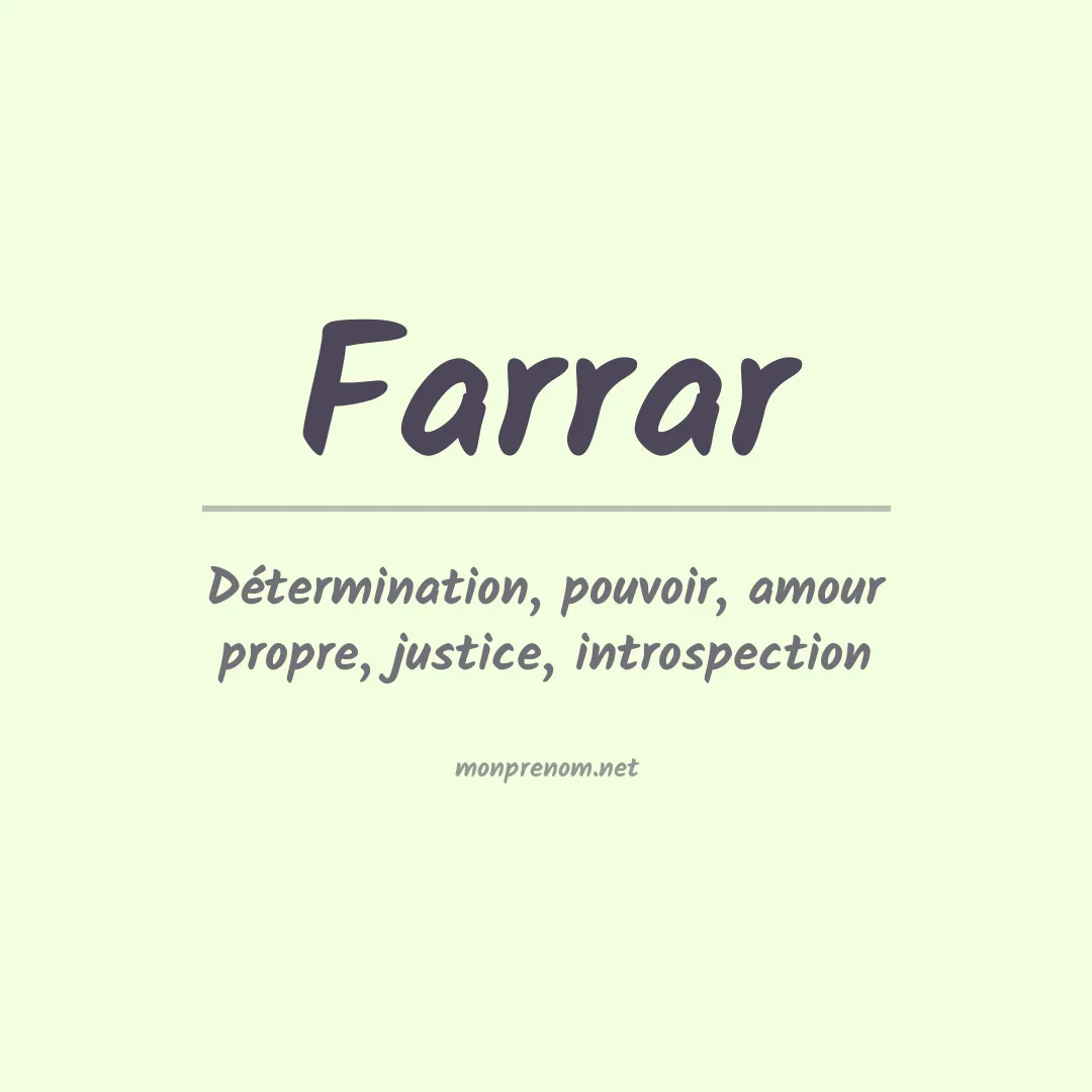 Signification du Prénom Farrar