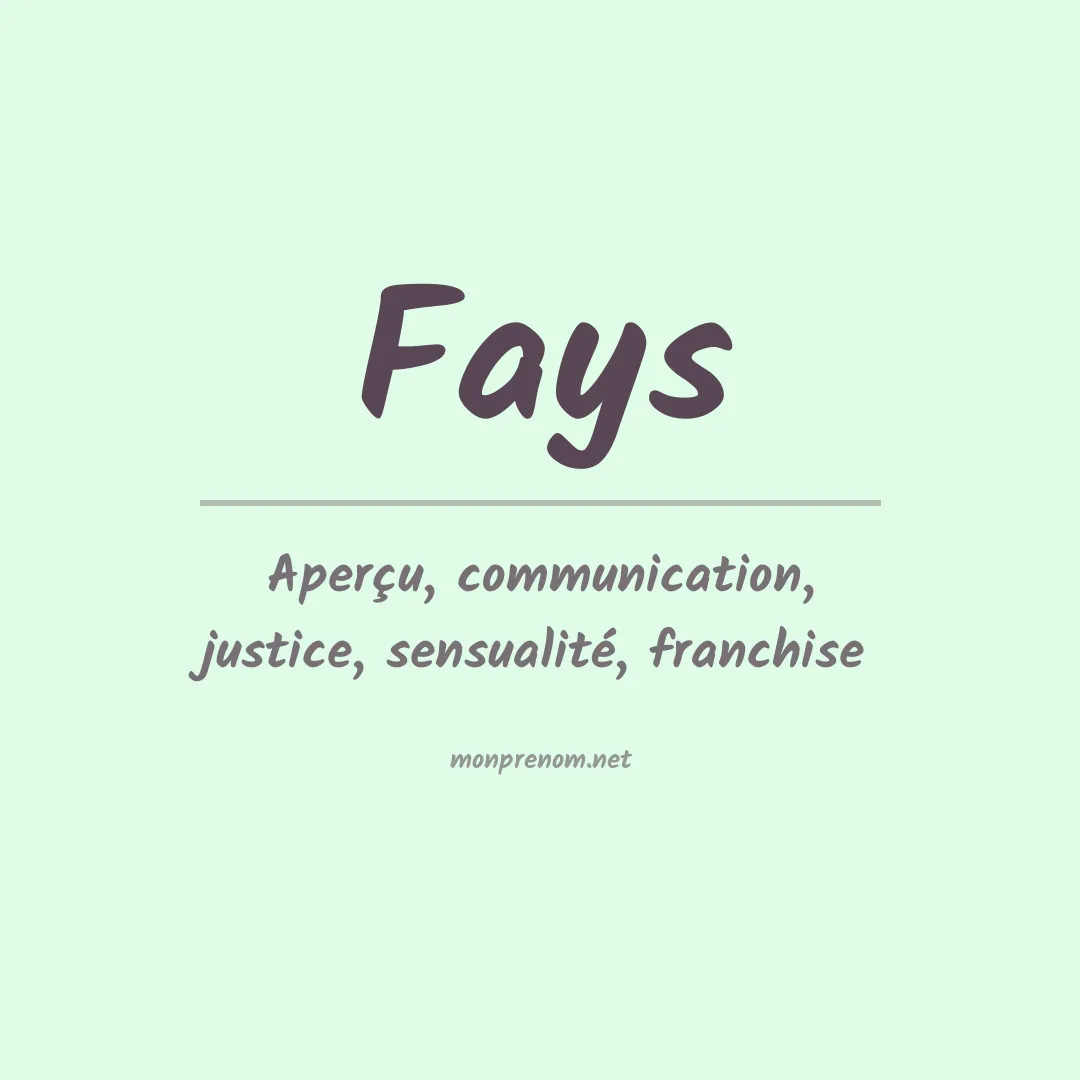 Signification du Prénom Fays