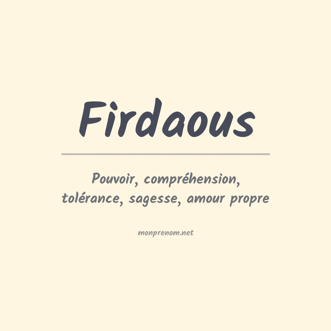 Signification du Prénom Firdaous Signification du Prénom Firdaous