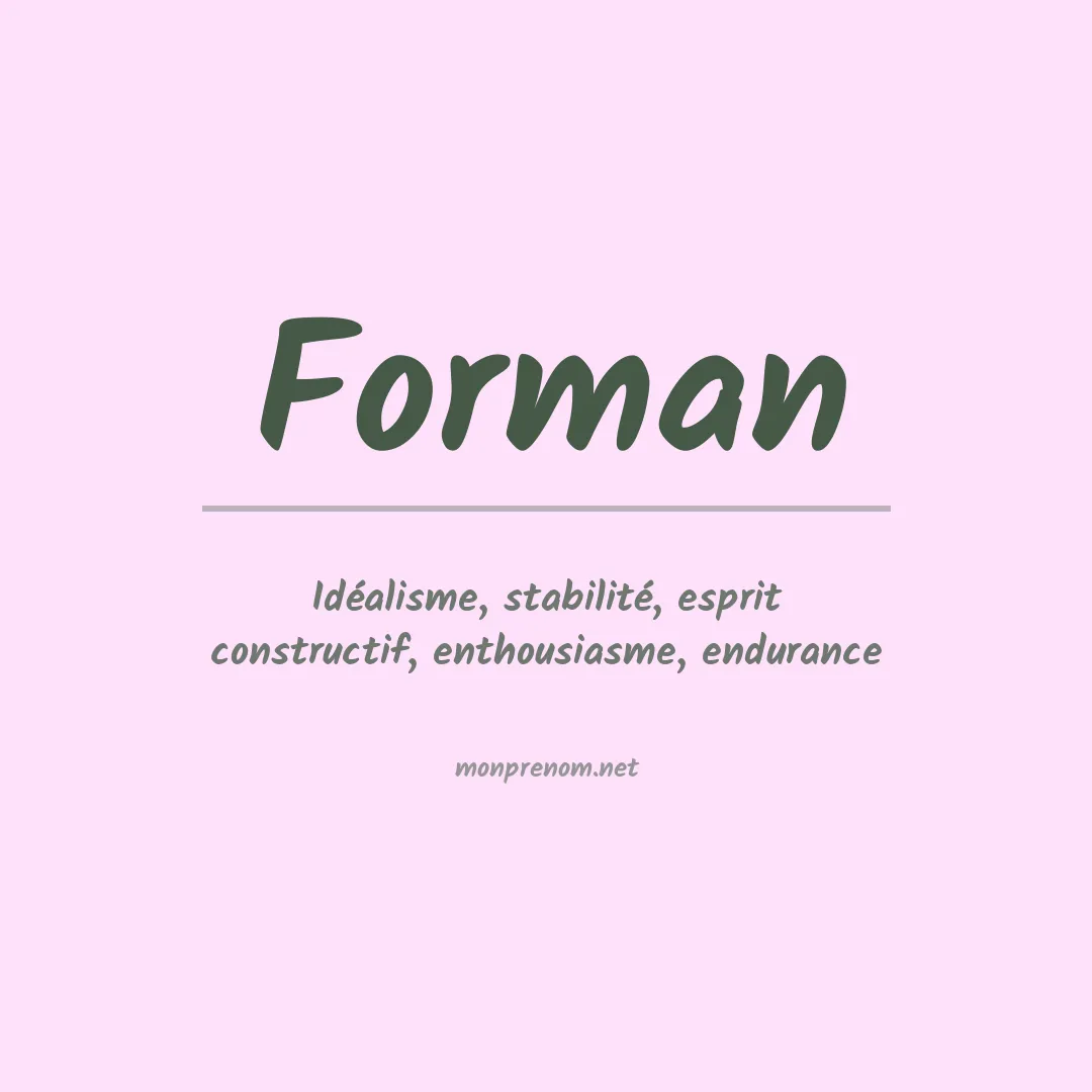Signification du Prénom Forman