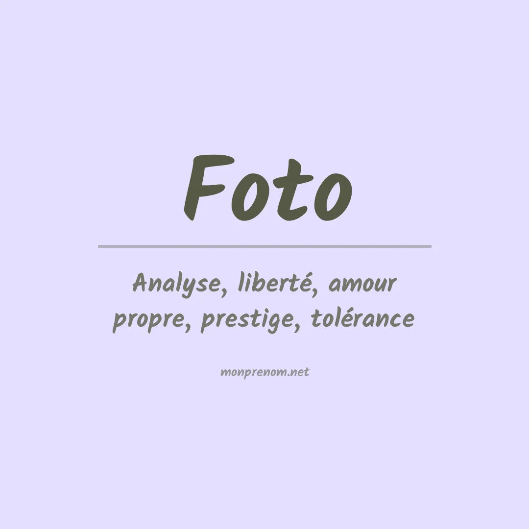 Signification du Prénom Foto
