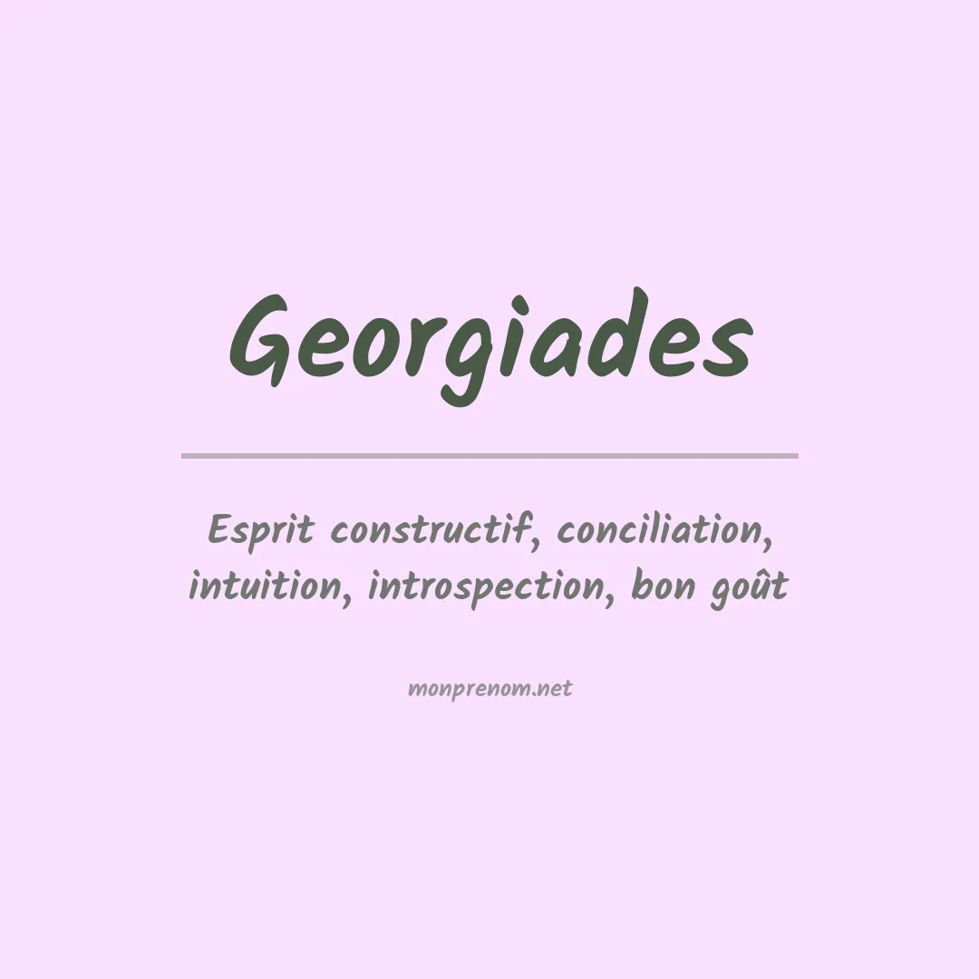 Signification du Prénom Georgiades
