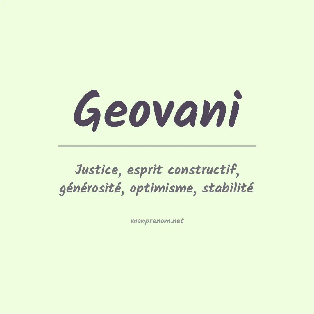 Signification du Prénom Geovani