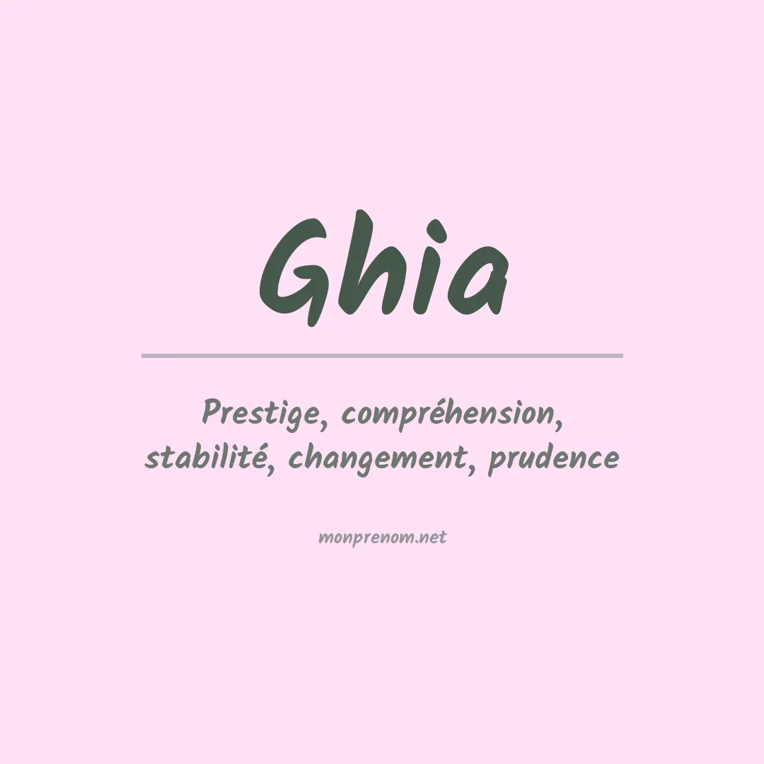 Signification du Prénom Ghia Signification du Prénom Ghia