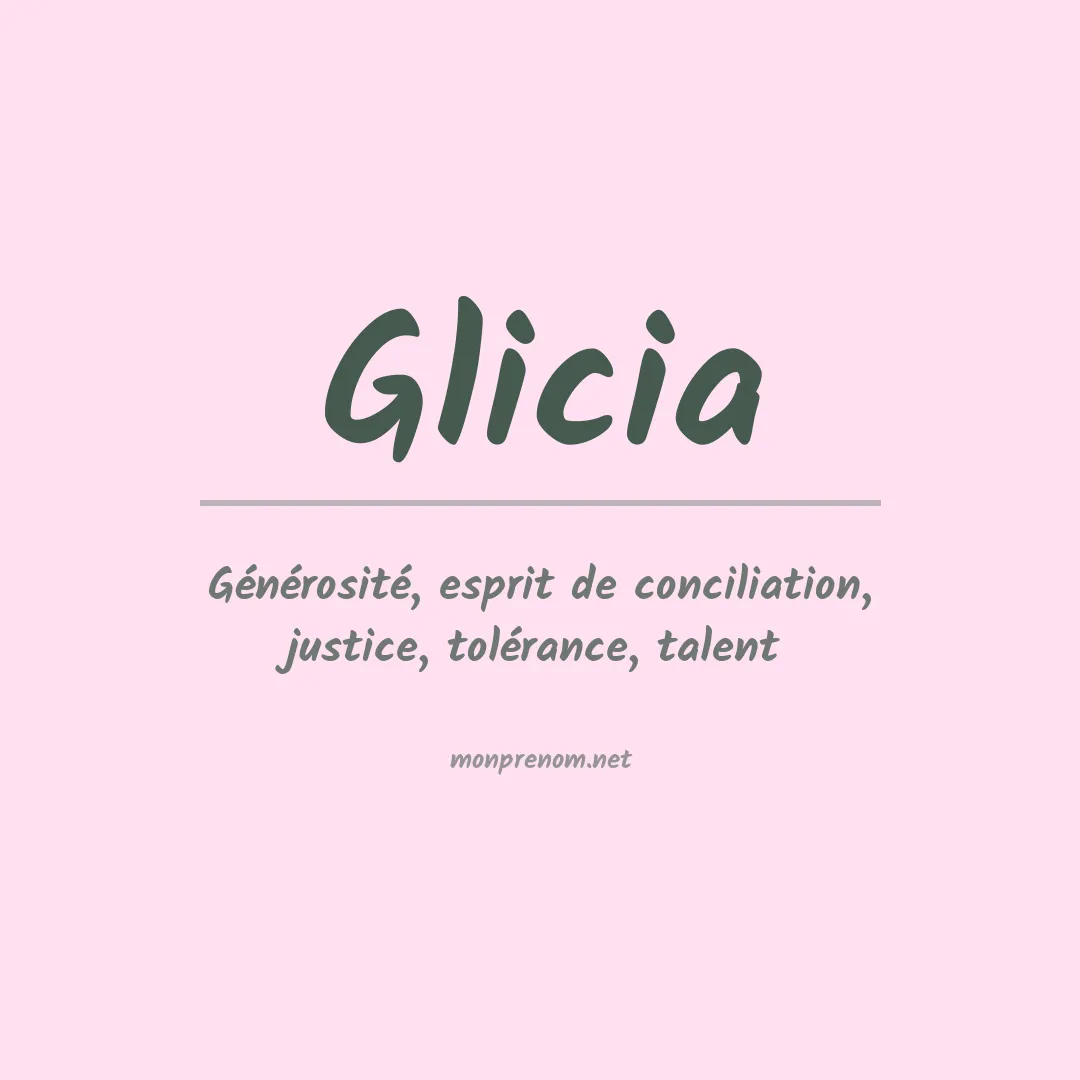 Signification du Prénom Glicia Signification du Prénom Glicia