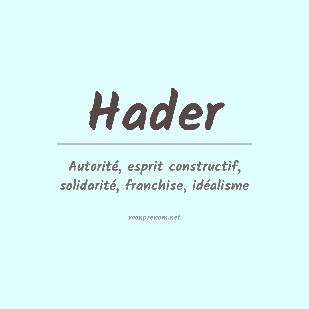 Signification du Prénom Hader