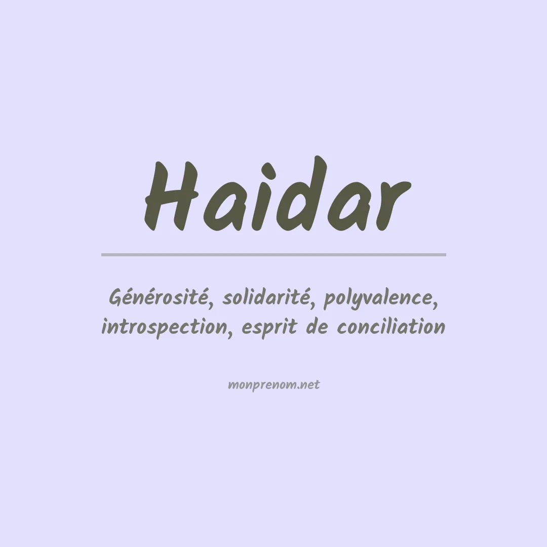 Signification du Prénom Haidar