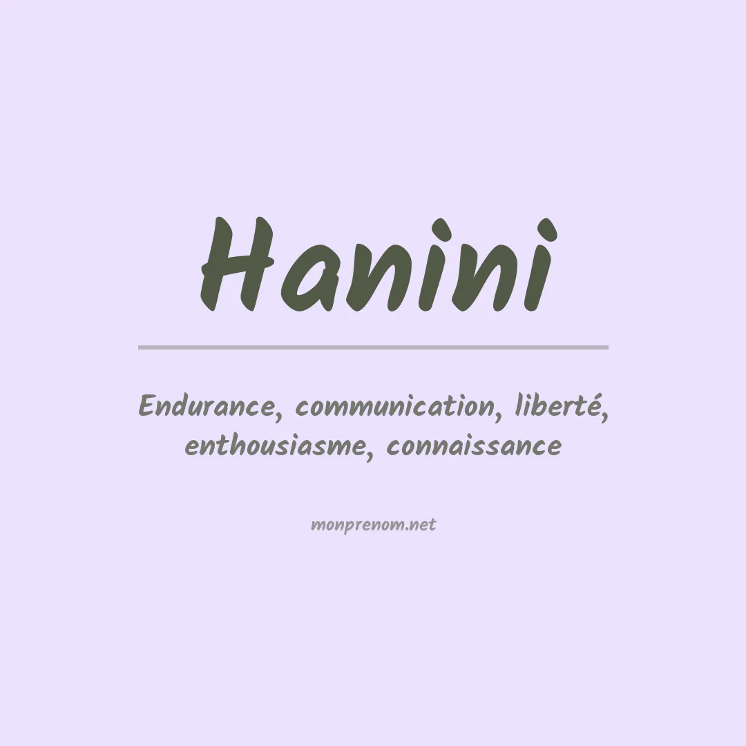 Signification du Prénom Hanini Signification du Prénom Hanini