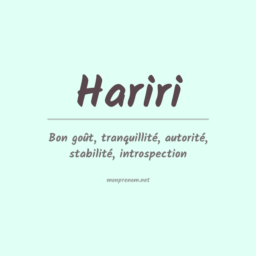 Signification du Prénom Hariri