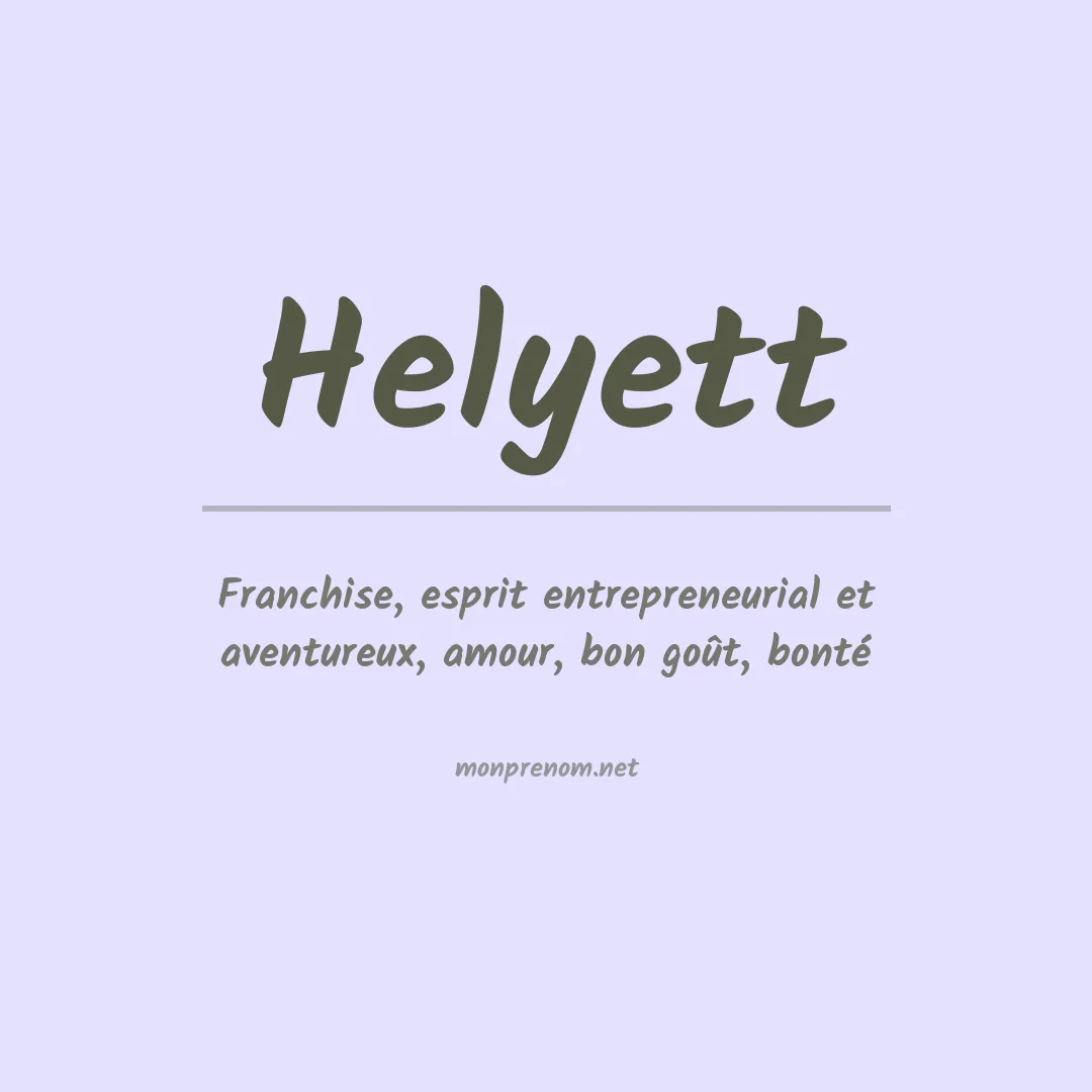 Signification du Prénom Helyett