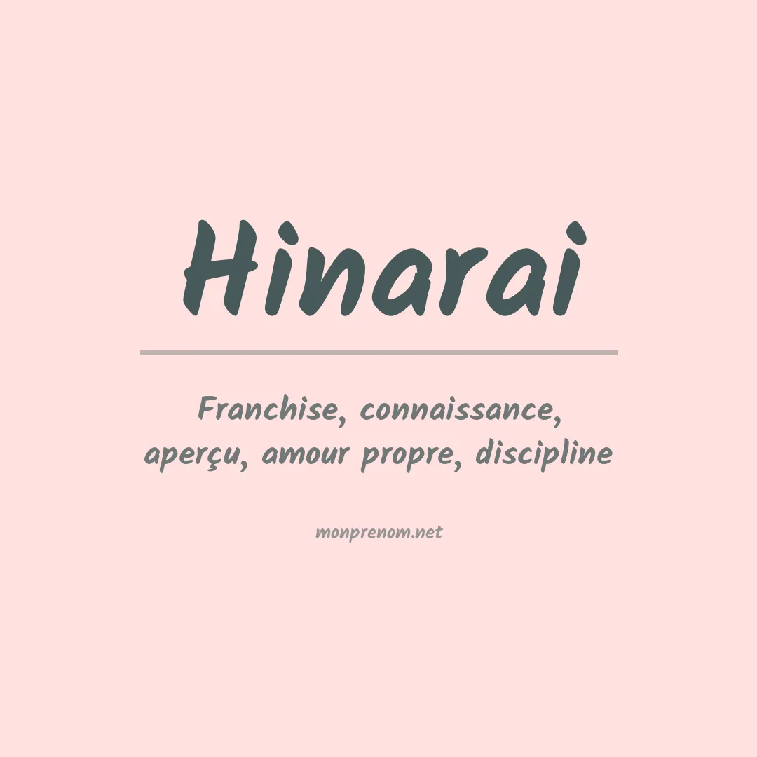 Signification du Prénom Hinarai Signification du Prénom Hinarai