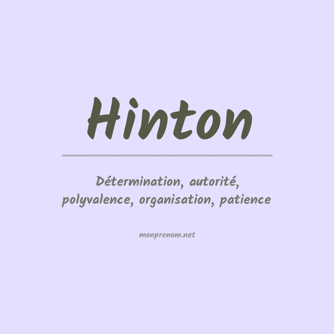 Signification du Prénom Hinton