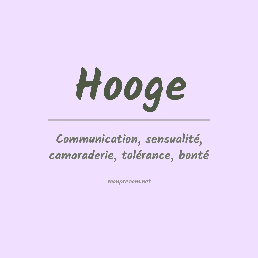 Signification du Prénom Hooge