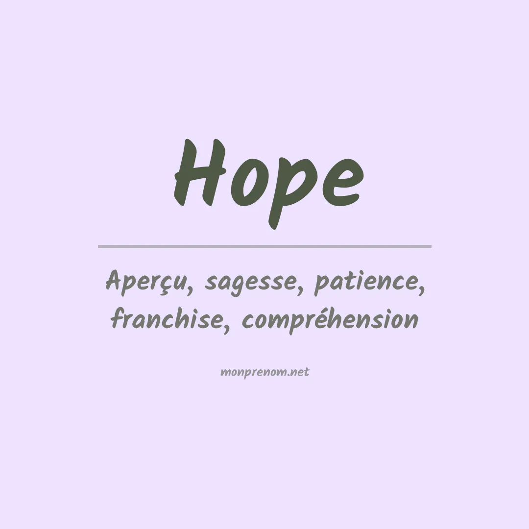 Signification du Prénom Hope