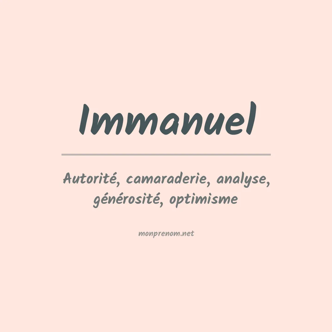 Signification du Prénom Immanuel Signification du Prénom Immanuel