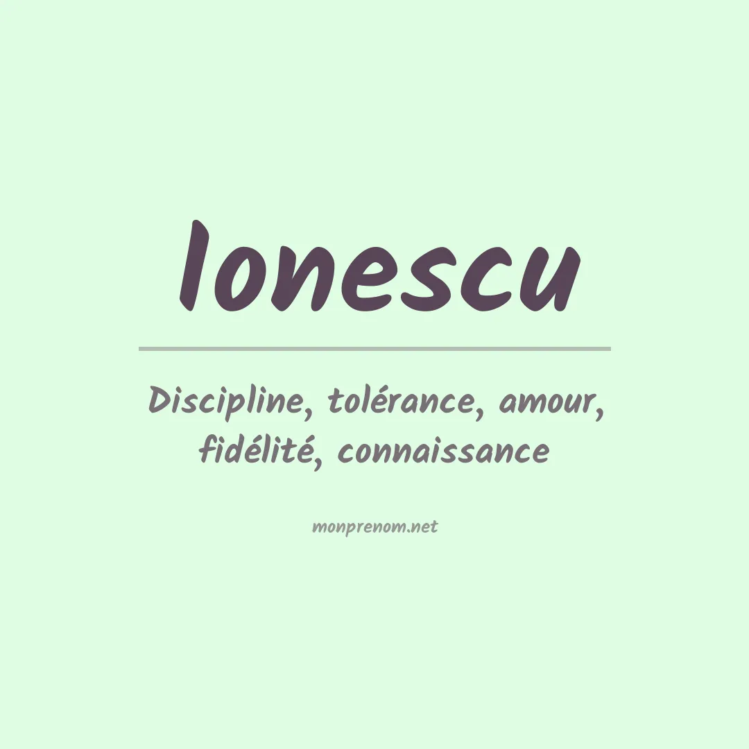 Signification du Prénom Ionescu