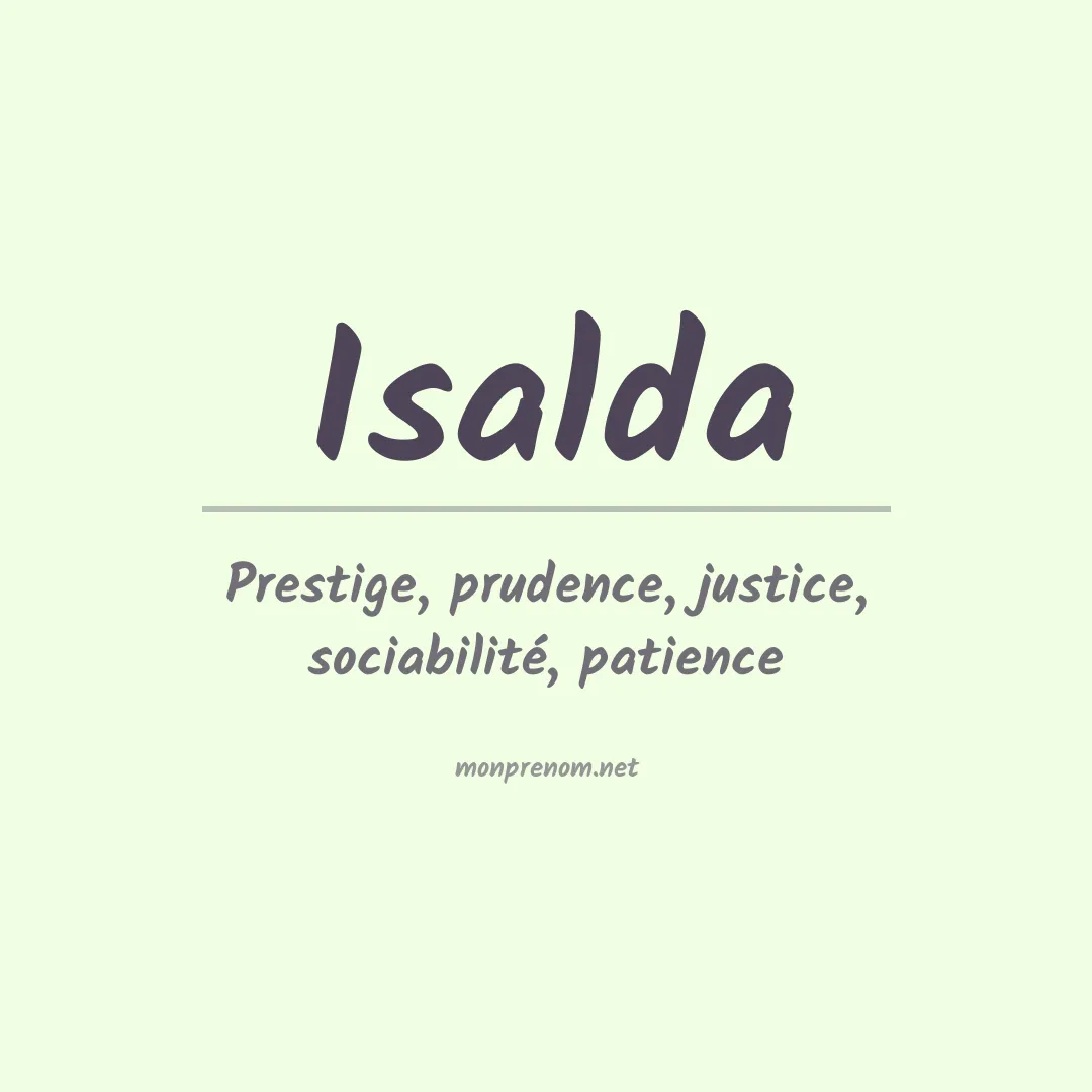 Signification du Prénom Isalda Signification du Prénom Isalda