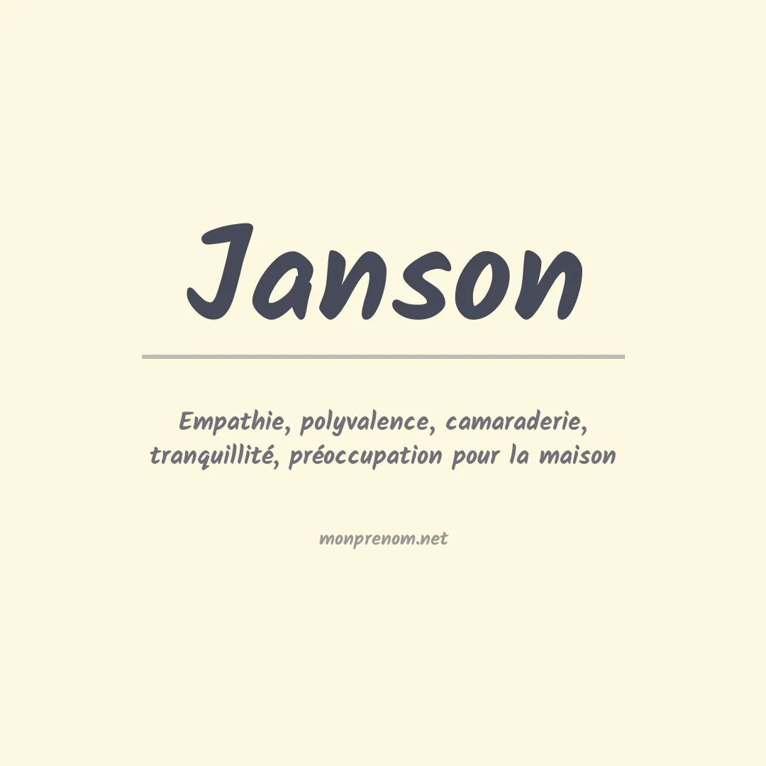 Signification du Prénom Janson