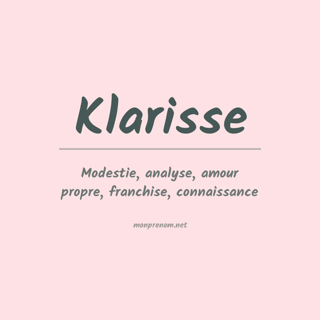 Signification du Prénom Klarisse