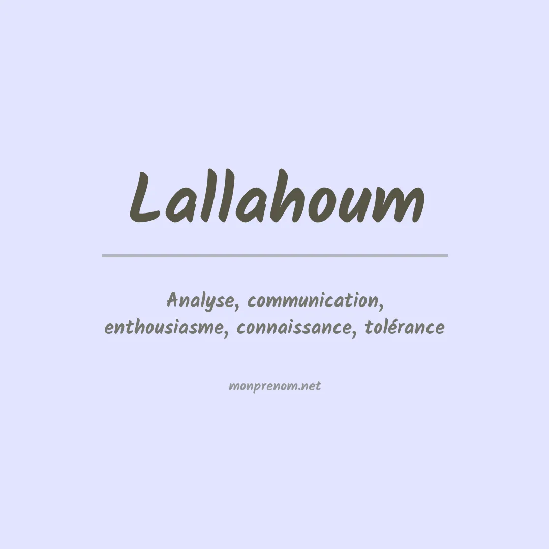 Signification du Prénom Lallahoum