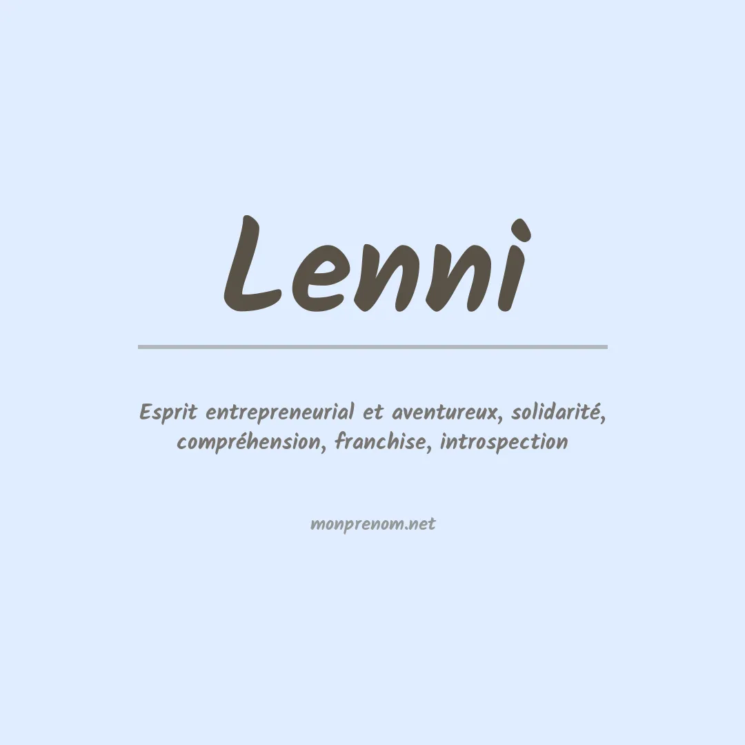 Signification du Prénom Lenni Signification du Prénom Lenni