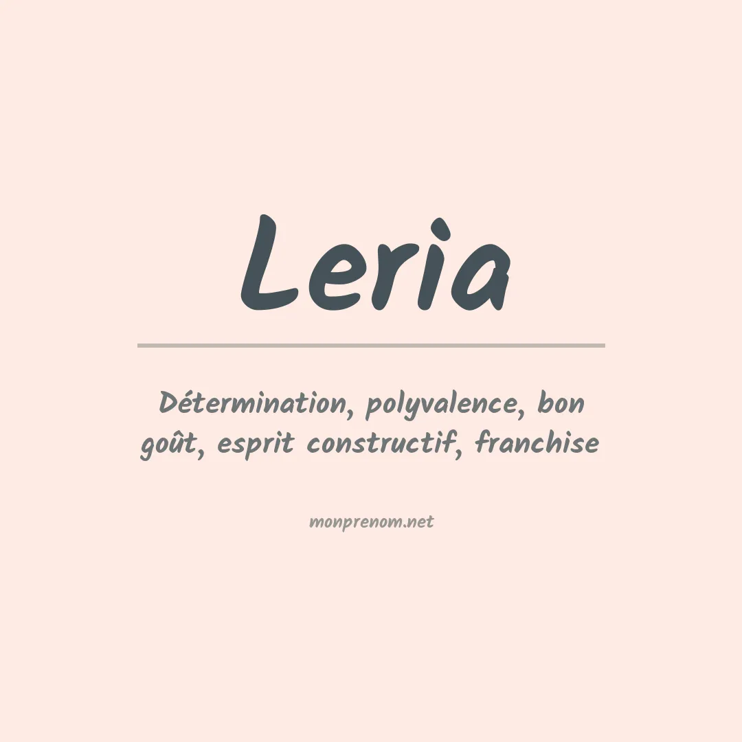 Signification du Prénom Leria Signification du Prénom Leria