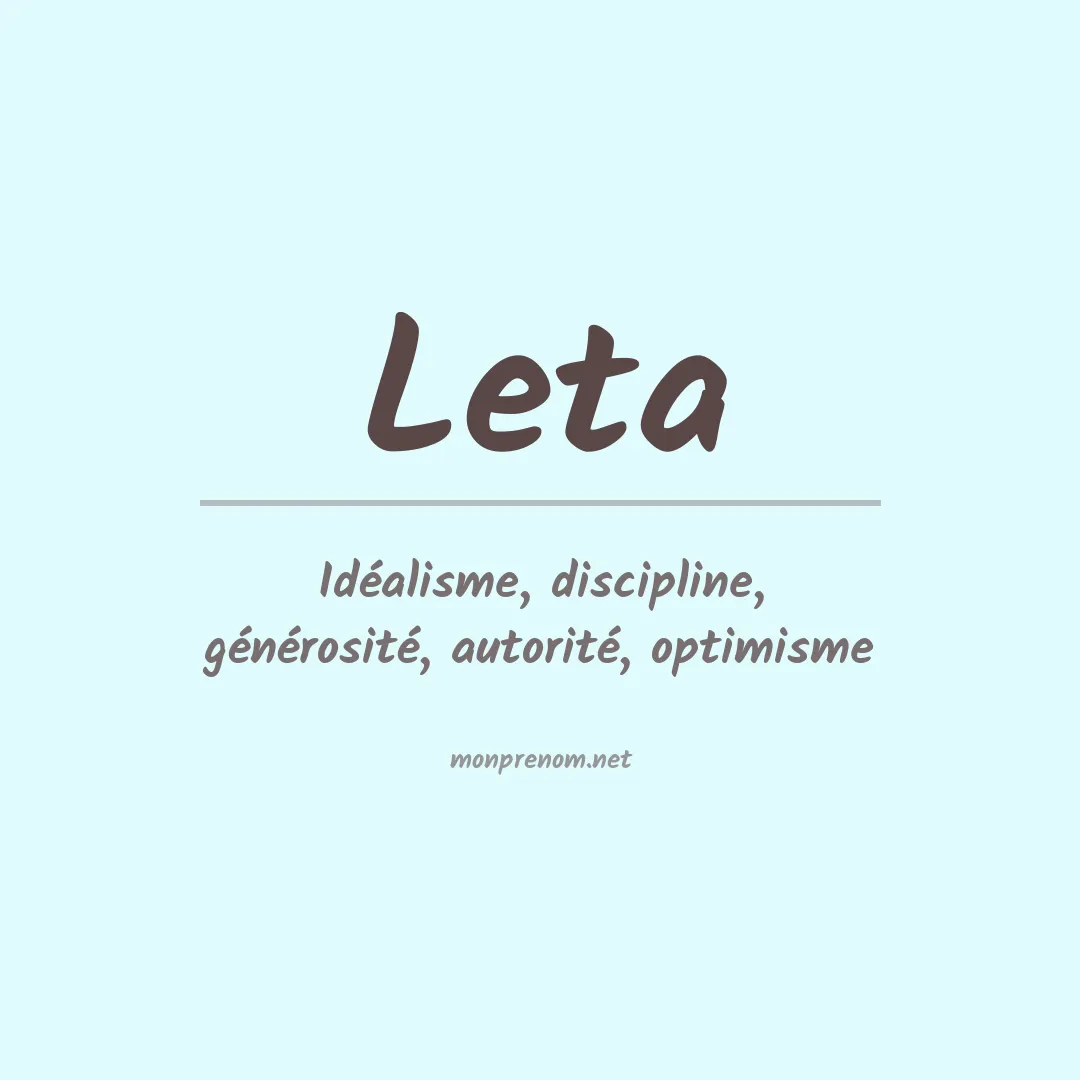 Signification du Prénom Leta Signification du Prénom Leta