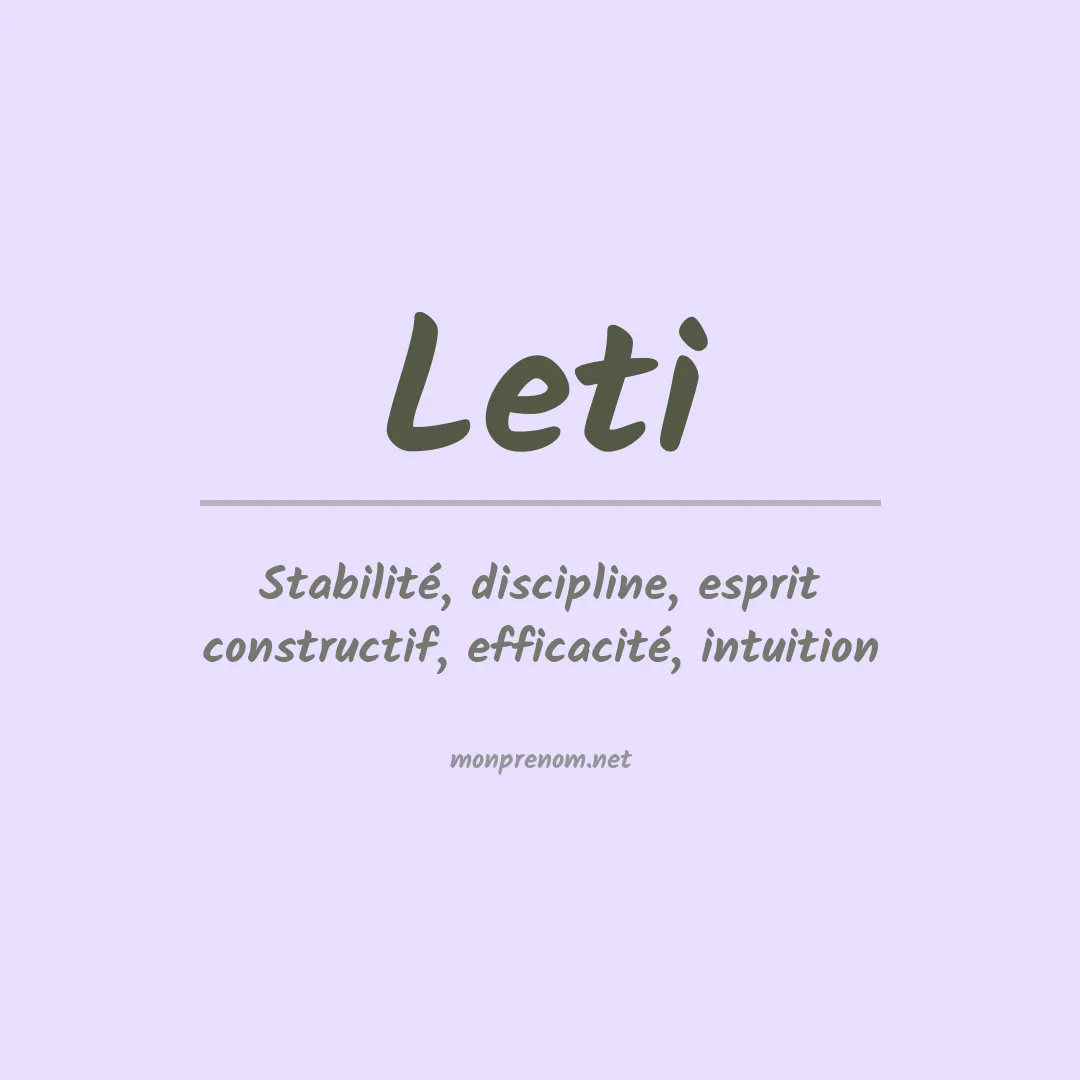 Signification du Prénom Leti Signification du Prénom Leti