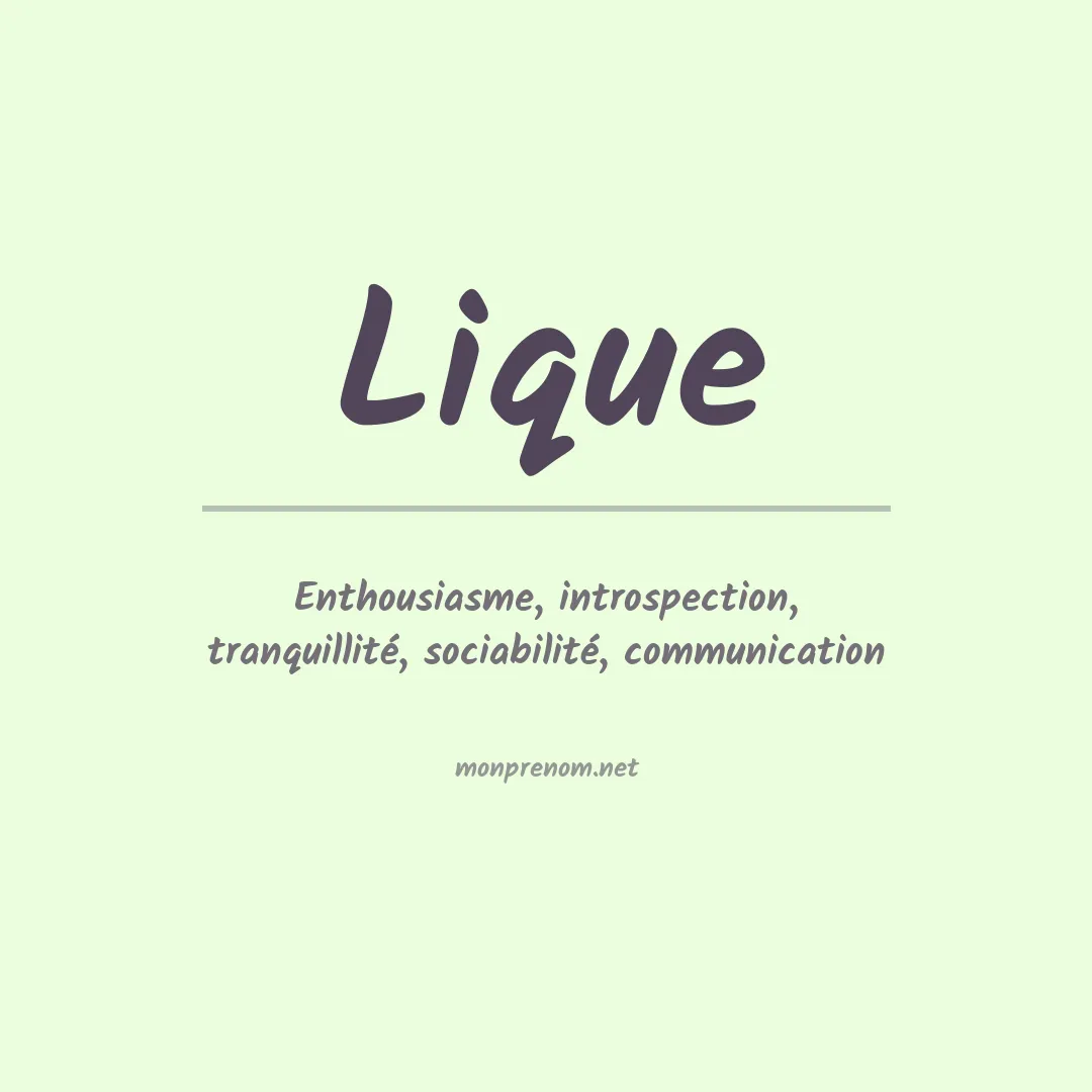 Signification du Prénom Lique Signification du Prénom Lique