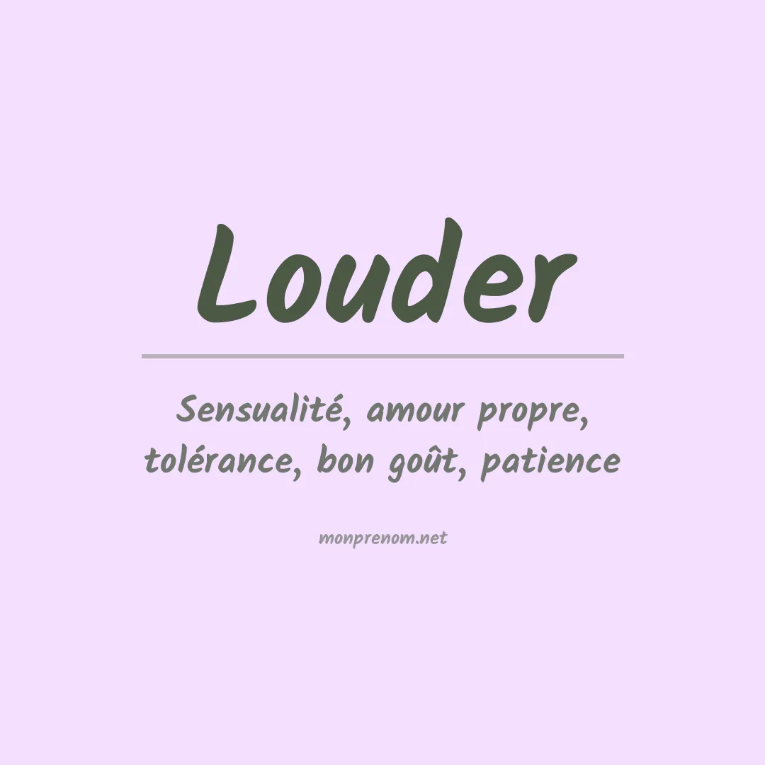 Signification du Prénom Louder Signification du Prénom Louder