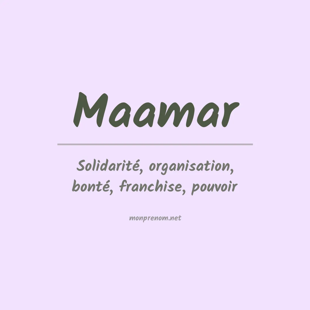 Signification du Prénom Maamar Signification du Prénom Maamar
