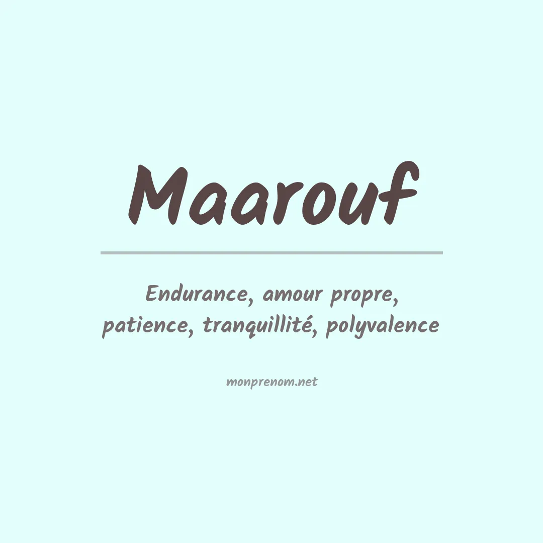 Signification du Prénom Maarouf Signification du Prénom Maarouf