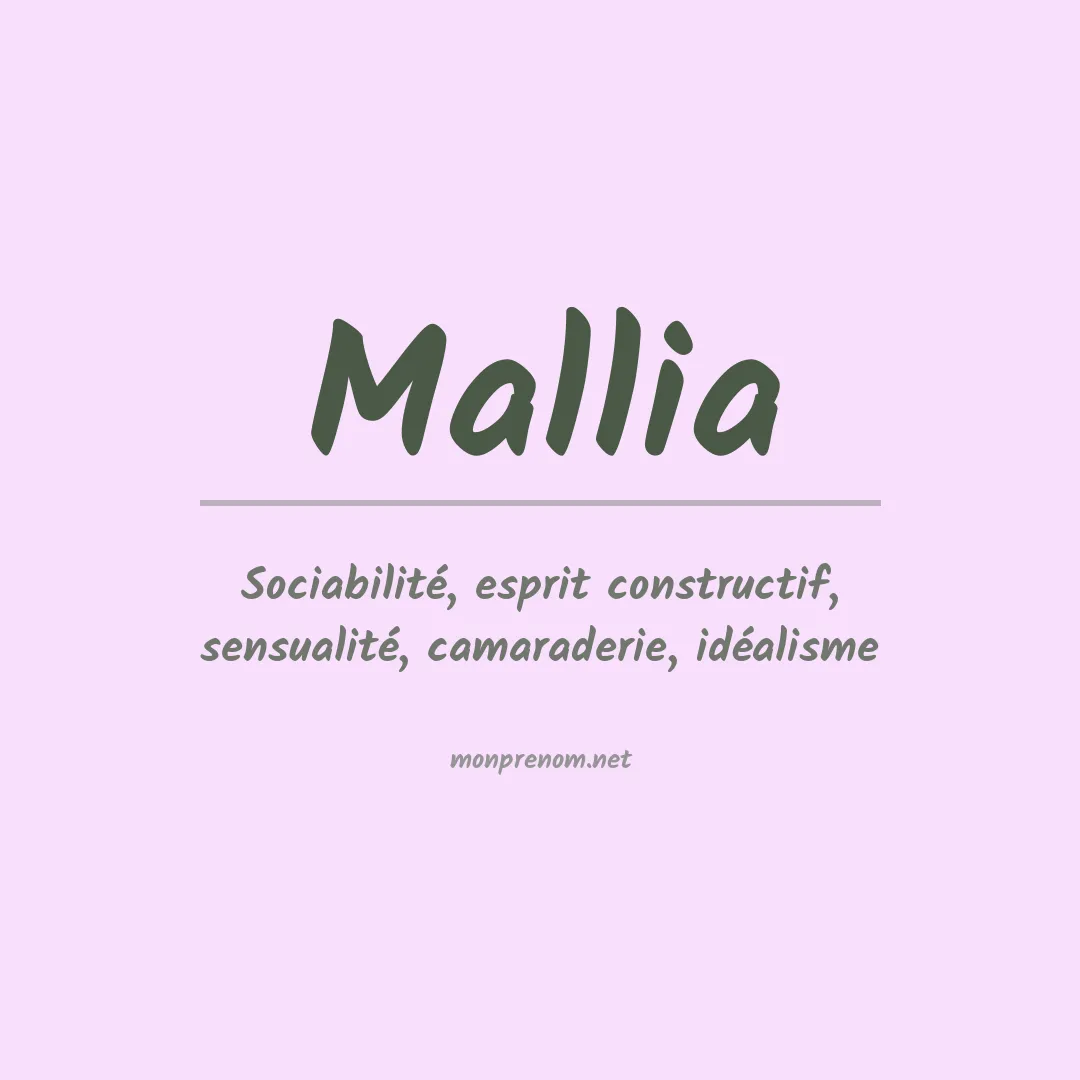 Signification du Prénom Mallia