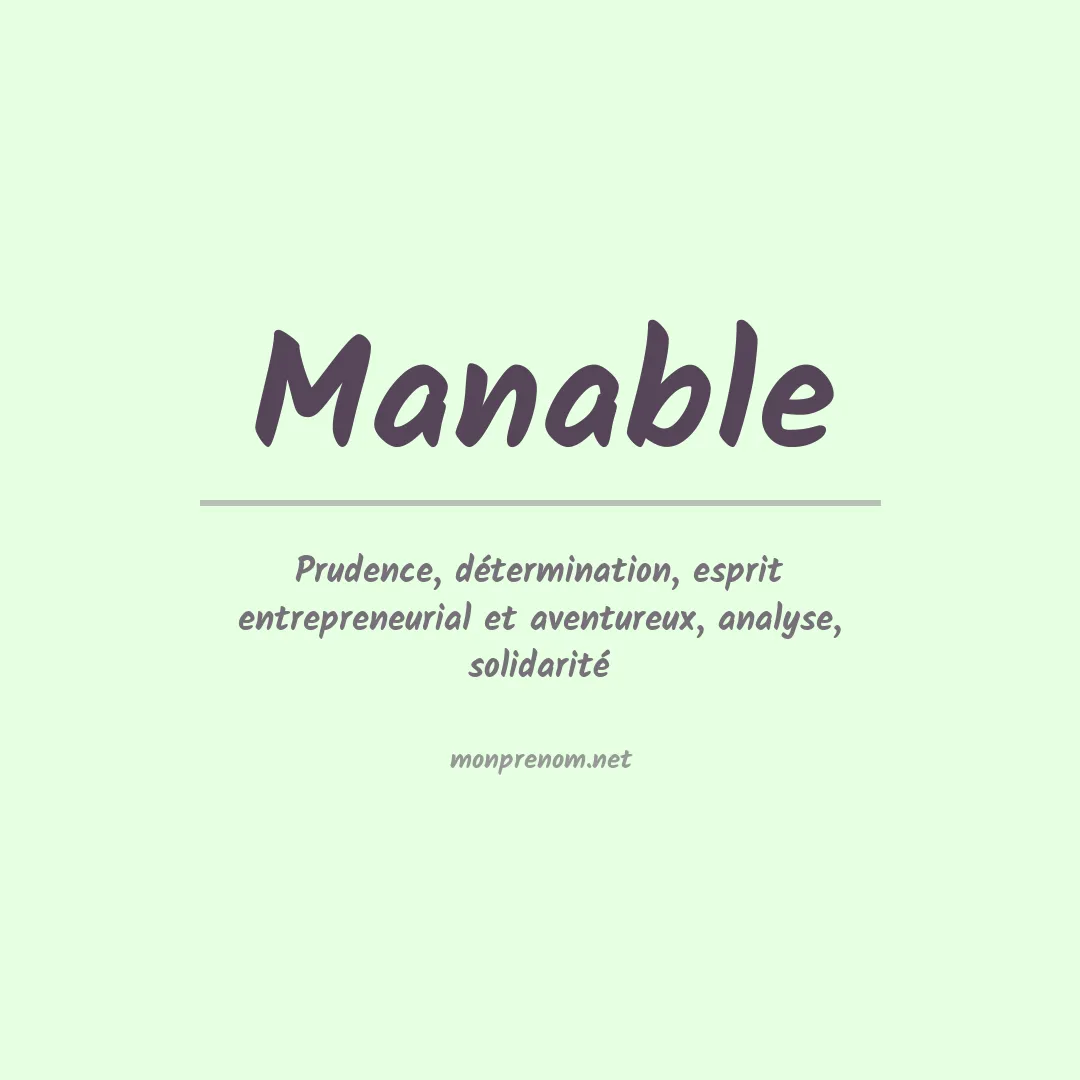 Signification du Prénom Manable