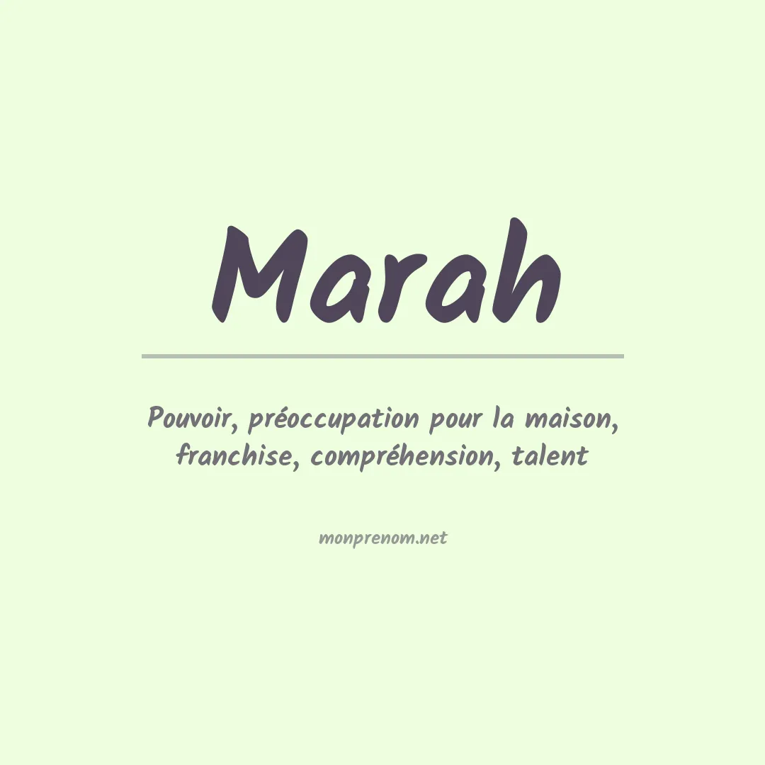 Signification du Prénom Marah