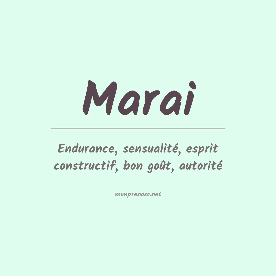 Signification du Prénom Marai