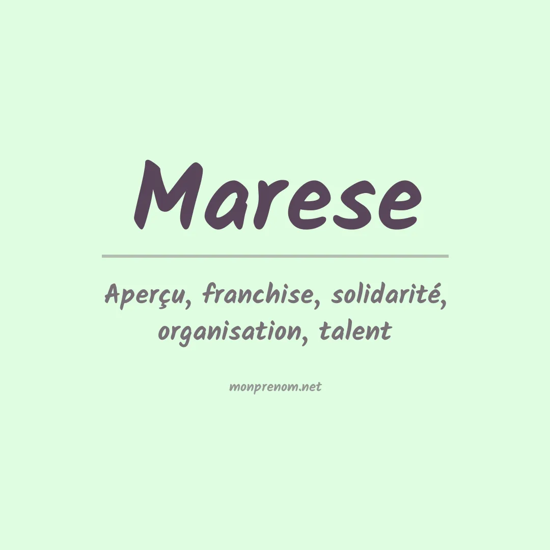 Signification du Prénom Marese Signification du Prénom Marese