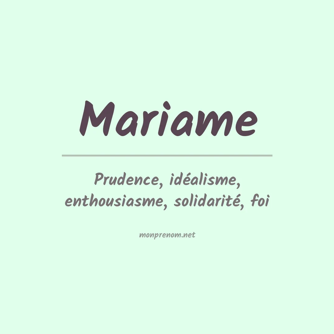Signification du Prénom Mariame Signification du Prénom Mariame