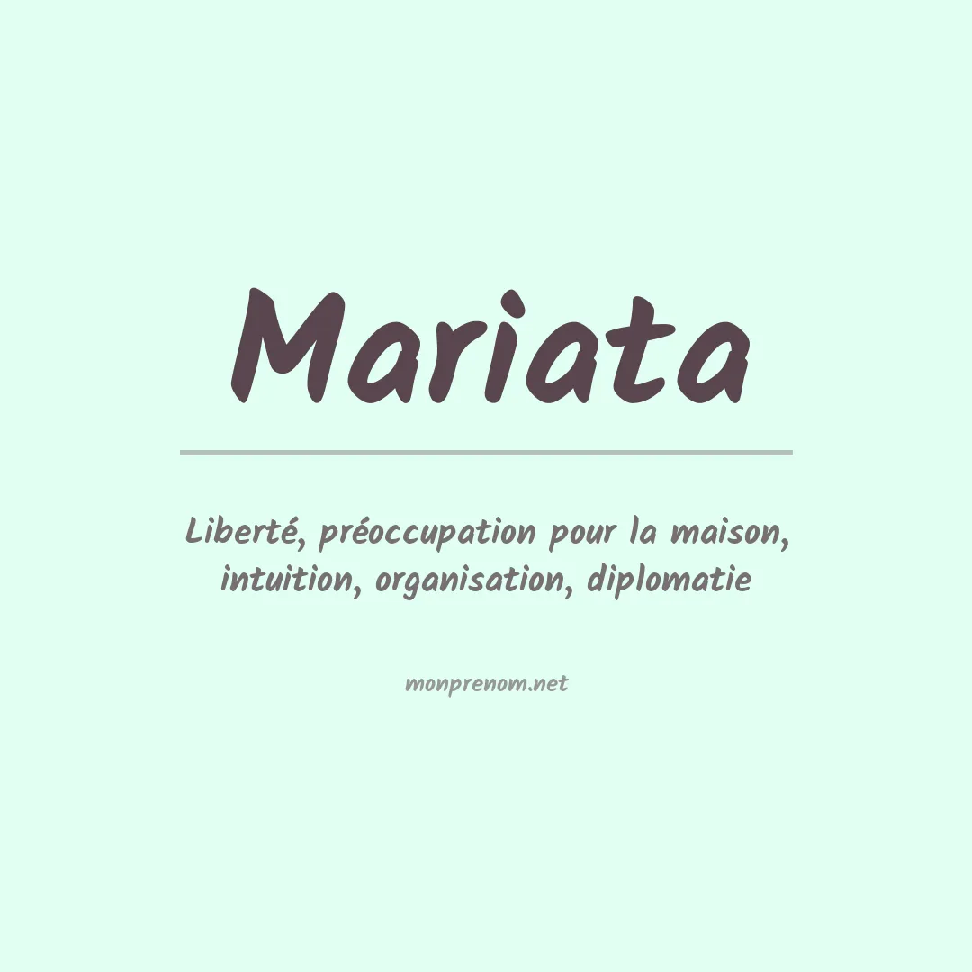 Signification du Prénom Mariata Signification du Prénom Mariata