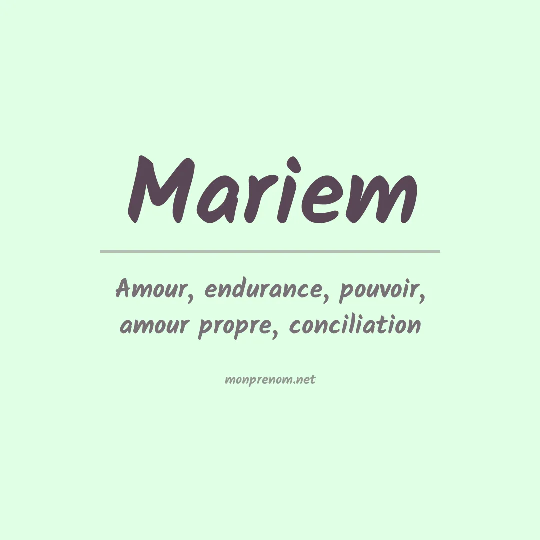 Signification du Prénom Mariem